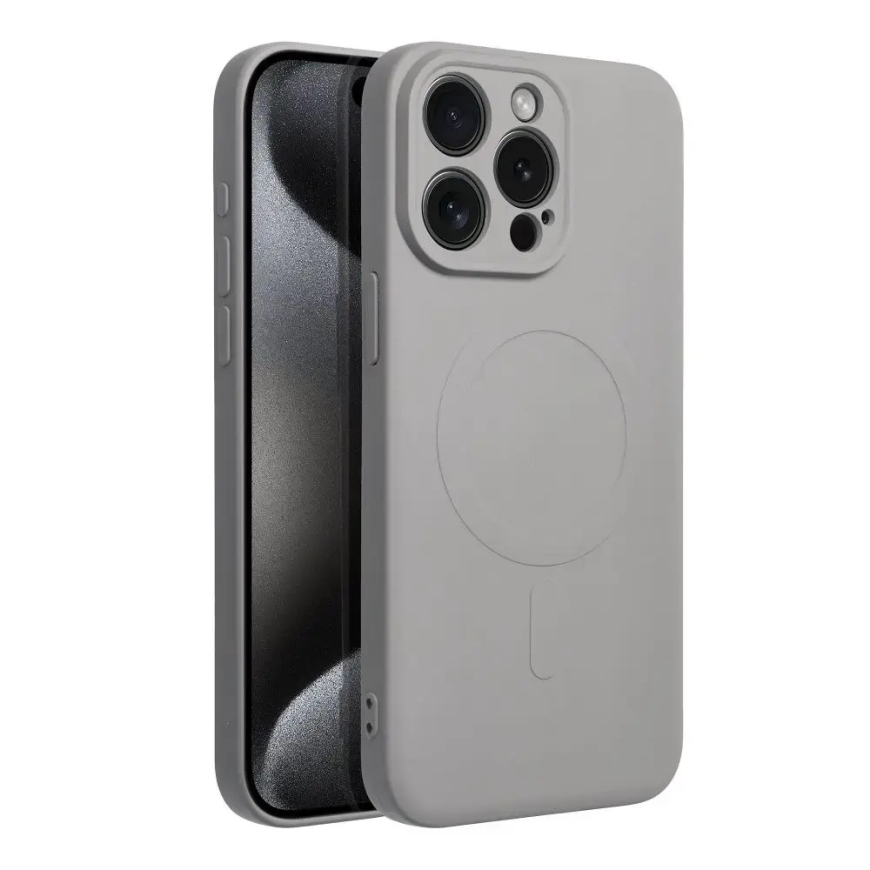 Silikoninen Mag Cover -puhelintasku MagSafe-tuen kanssa iPhone 16 Pro:lle harmaa – 2