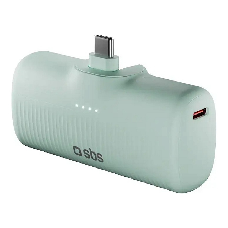 SBS EcoPower Power Bank | 5,000 mAh | 10W | USB-C | vihreä