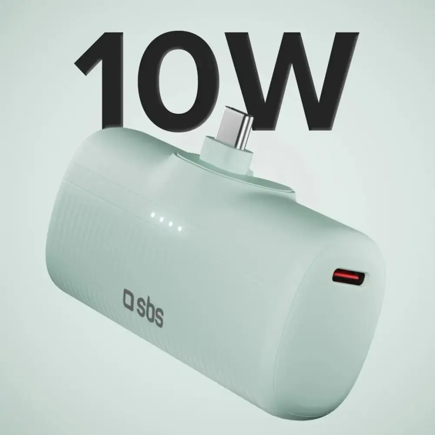 SBS EcoPower ārējais akumulators (powerbank) | 5 000 mAh | 10W | USB-C | zaļš – 2