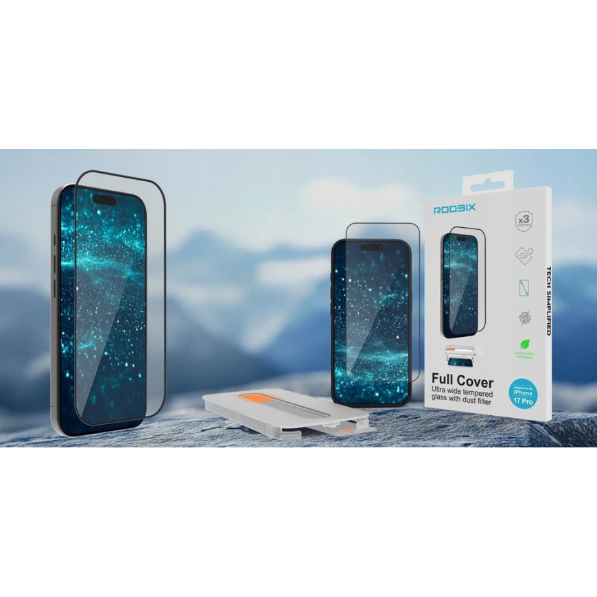 Ekrano apsauga - „Roobix Full Cover Glass iPhone 17 Pro Max 2.5D 0.3mm“ – 4