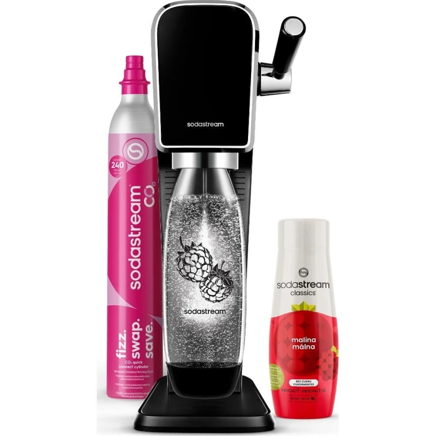 Gāzētu dzērienu ražošanas iekārta SodaStream Art, Melna (pudele + cilindrs + sīrups) – 2