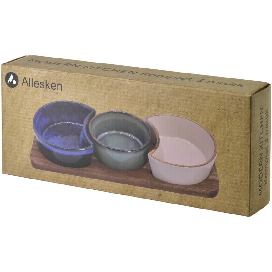 Mondex Since 1986 MODERN KITCHEN Deska su 3 miskami 8,5x42x/11x9,5x3,5cm(26,5x11x1,2cm)2x150ml 120ml – 5