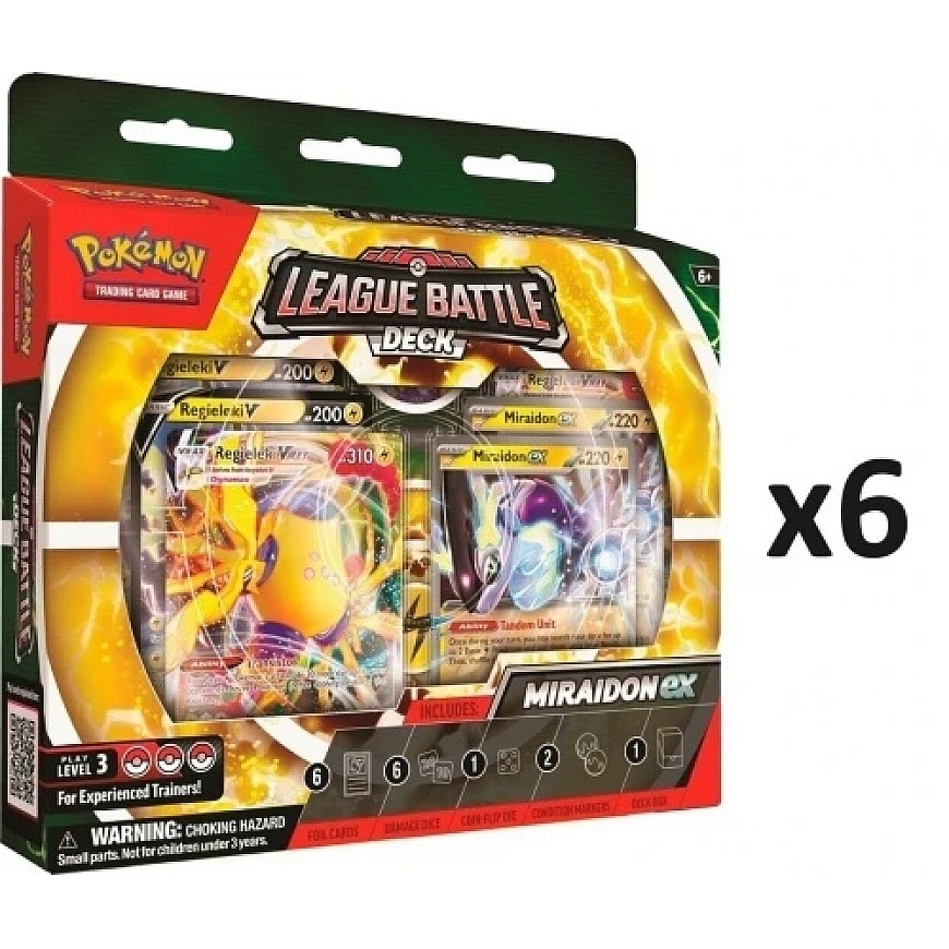 Keräilykorttipelisarja - Pokémon Miraidon ex Liigataistelupakkausnäyttö, 6 kpl. (Näyttelytuote)