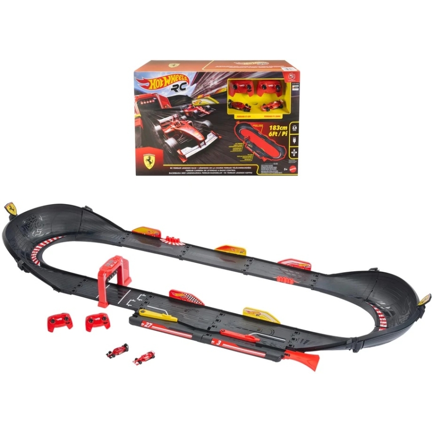Mattel HOT WHEELS RC-kilparata, jossa 2 Ferrari-autoa (JTF40)