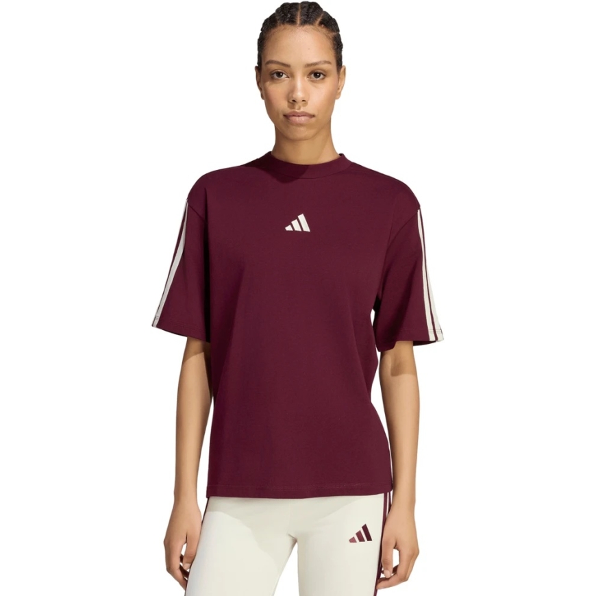 adidas Essentials 3-Stripes Boyfriend naiste T-särk burgundia KX0793 (S)