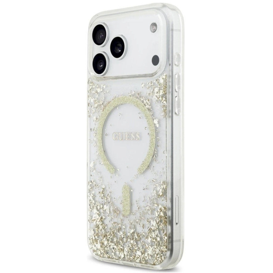 Guess Resin Bottom Glitter MagSafe Case for iPhone 18 Pro Max / 17 Pro Max - Gold – 3