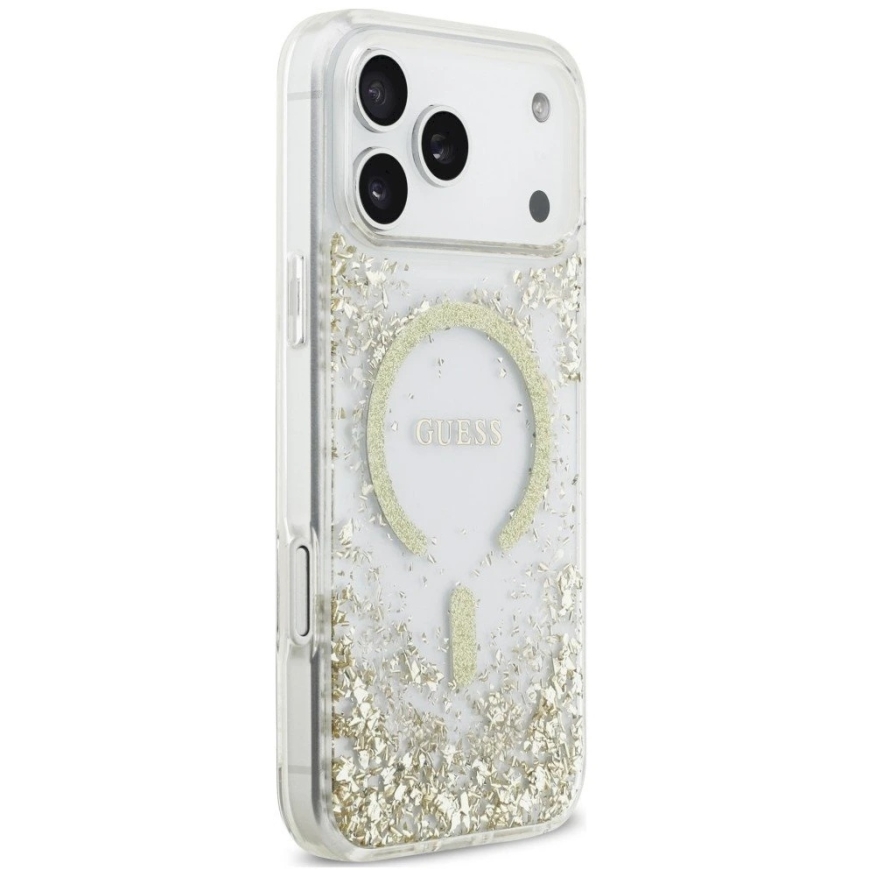 Guess Resin Bottom Glitter MagSafe maciņš iPhone 18 Pro Max / 17 Pro Max - Zelta – 5