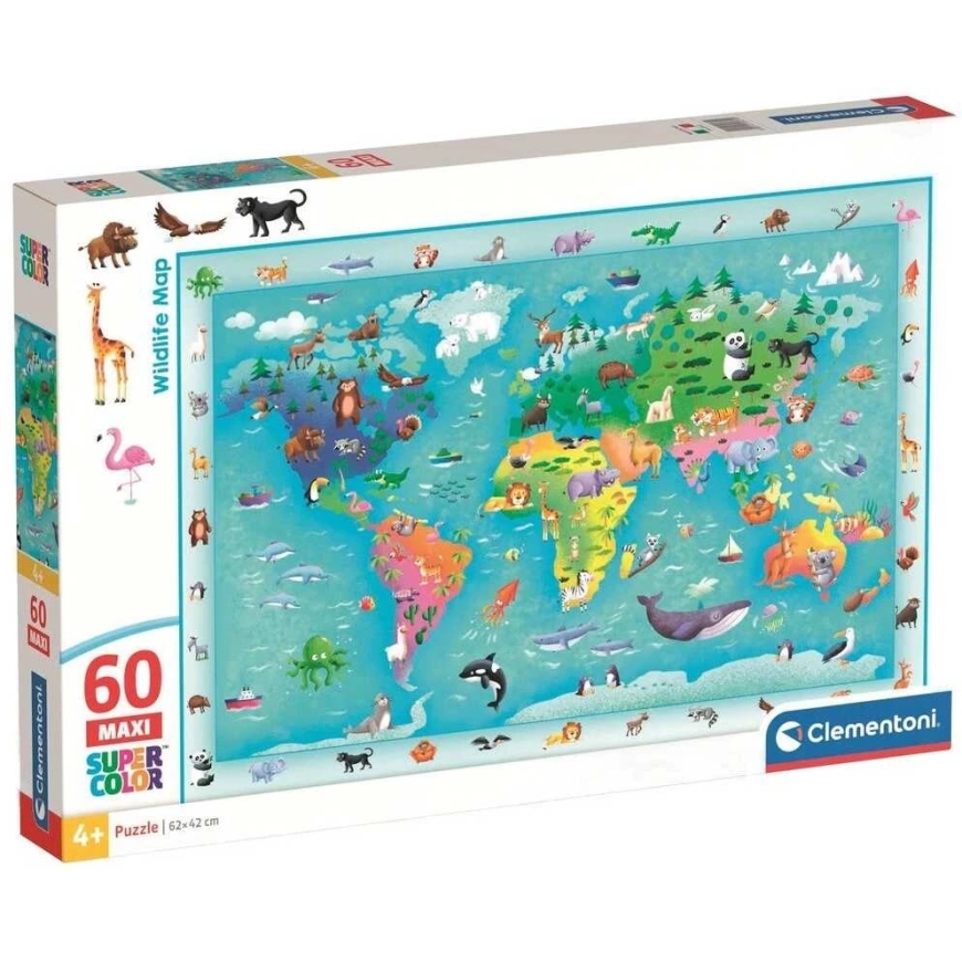 Clementoni Puzzle 60 pcs - Wildlife Map