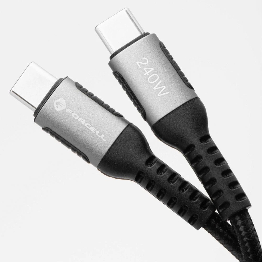 USB C uz USB C kabelis Forcell F-Energy QC4.0 PD 5A 240W Cafule 2 m melns – 4