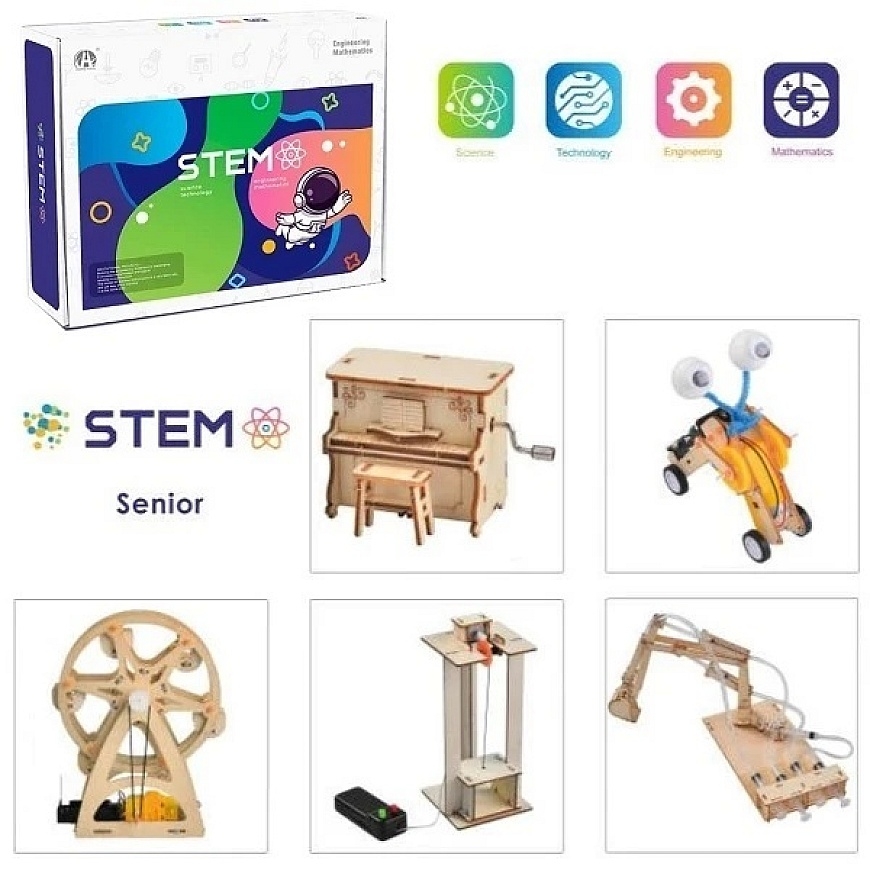 Extra Digital Puinen rakennussarja "Nuorten keksijöiden laboratorio", 5 kpl oppimispelejä