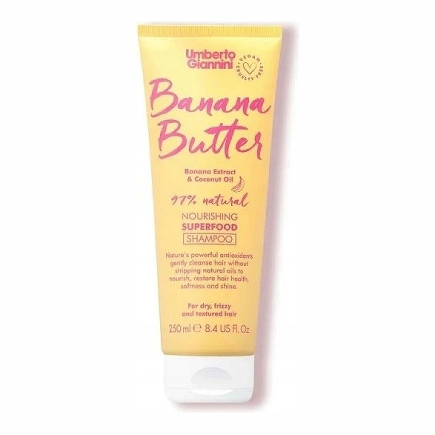 Umberto Giannini Banana Butter veganiškas ir nežiaurus gyvūnams, natūralių ingredientų plaukų šampūnas maitinantis ir drėkinanti – 2