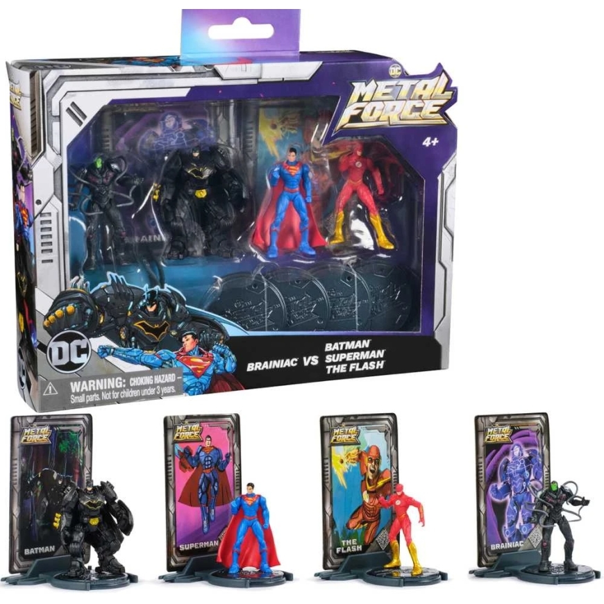 Spin Master DC Comics Rinkinio figuur Metal Force Batman Superman Brainiac The Flash + metallkaartid