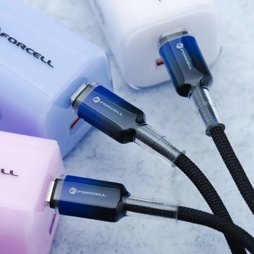Forcell F-Energy C357 tietojen siirtoon ja lataamiseen tarkoitettu kaapeli | USB-C - USB-C | QC 4.0, PD | 100W | 1m | musta – 5