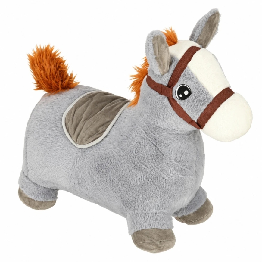 Lean Toys Плюшевый надувной прыгающий пони, серый, 60 × 23 × 50 см – 3
