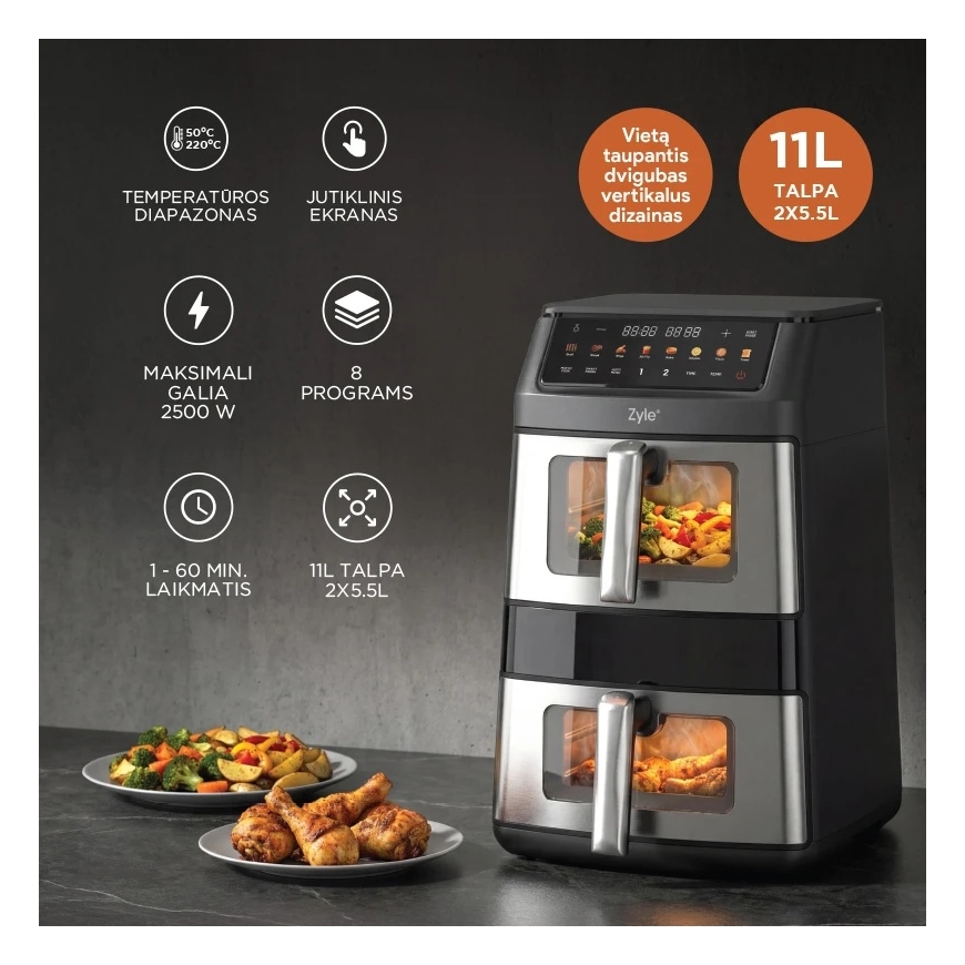 Zyle ZY1104AF Kuuma Õhu Fritüür, Kahetasandiline, 11 L – 4