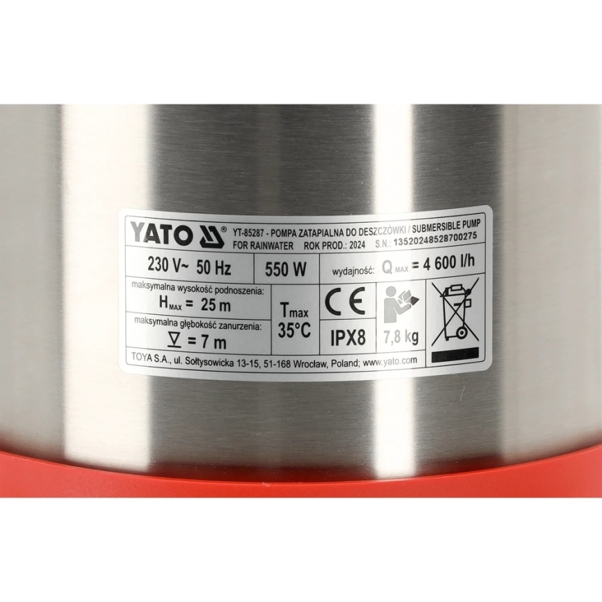 Toya Sa Poland Sadetusvesipumppu | kelluvalla | MULTI INOX 550 | automaattinen sammuttaminen (YT-85287) – 5