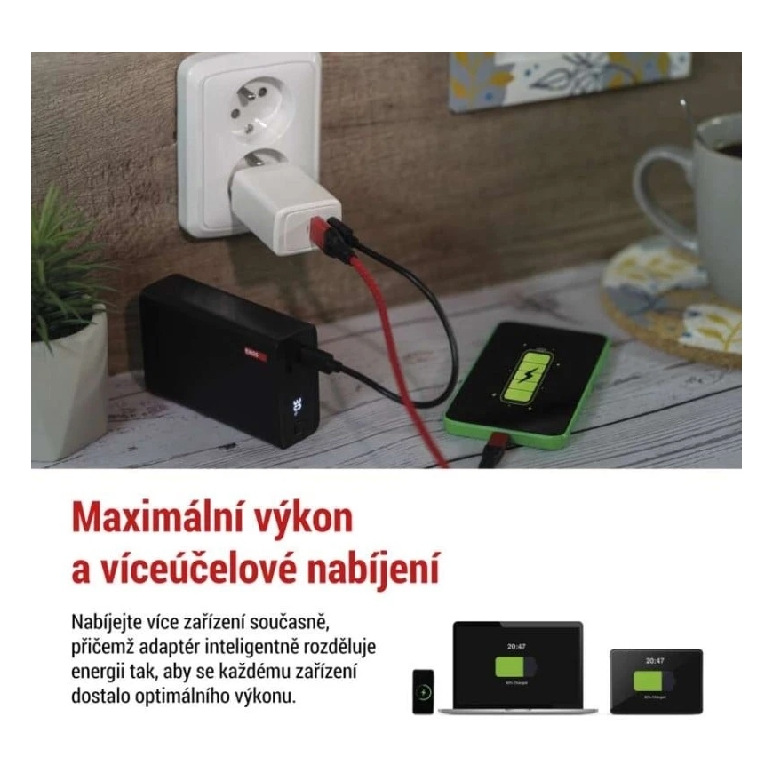 Emos universaalne USB-adapter GaN PD-le, max. 45 W – 3