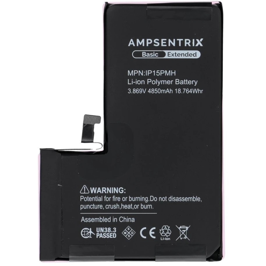 Другие "Oem AmpSentrix Basic" батареи для "iPhone 15 Pro Max" (высокой емкости 4850 мАч) – 3