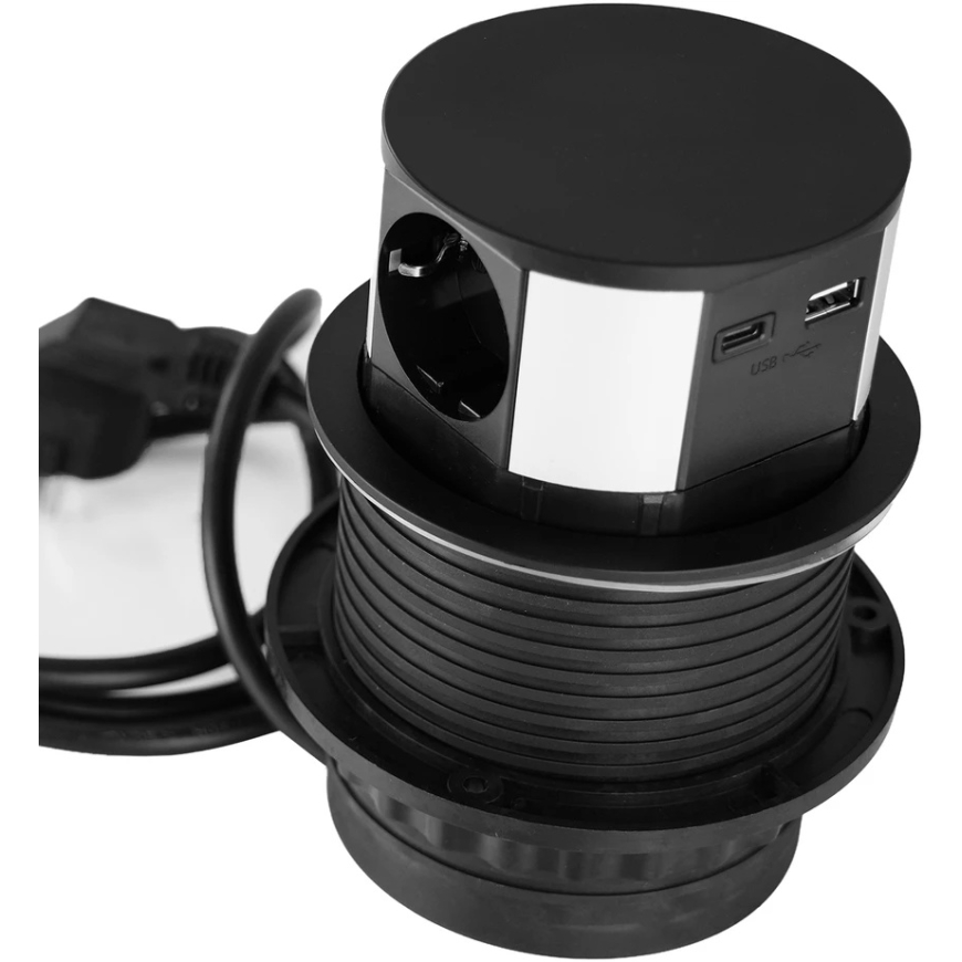 Plastrol Baldinis Socket Built-in, 3 Schuko Plug Sockets, 1x USB-A Socket, 1x USB-C Socket – 3