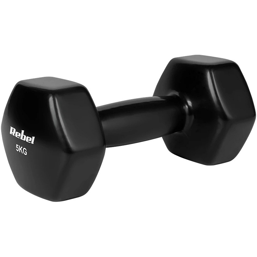 Шестиугольные чугунные виниловые гантели 2x5кг, REBEL ACTIVE – 3