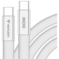 Кабель Verbatim Sync & Charge SoftTouch USB-C на USB-C 60W PD3.0 120см белого цвета 30274
