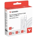 Verbatim Sync & Charge SoftTouch USB-C - USB-C -kaapeli 60W PD3.0 120cm valkoinen 30274