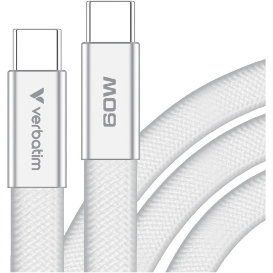 Kabelis Verbatim Sync & Charge SoftTouch USB-C į USB-C 60W PD3.0 120cm baltos spalvos 30274 – 4