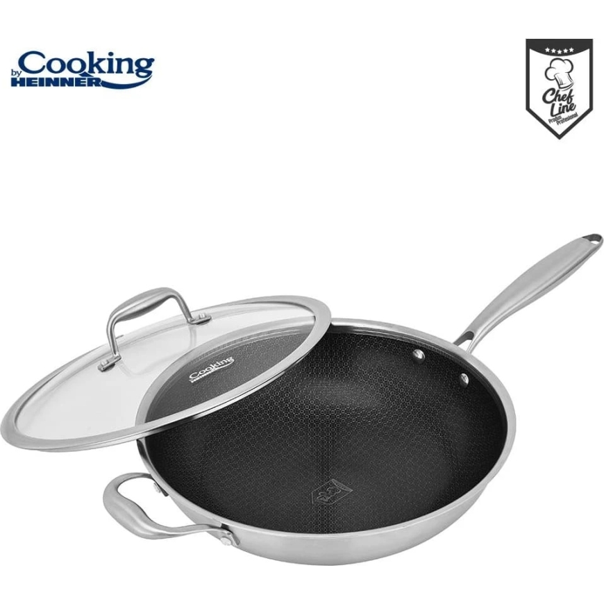 NERŪDIJANČA ACIŅA WOK LĪNIJA + STIKLA VĀKS 30X8,5 CM, 4,5 L, TITĀNS 3, COOKING BY HEINNER – 5