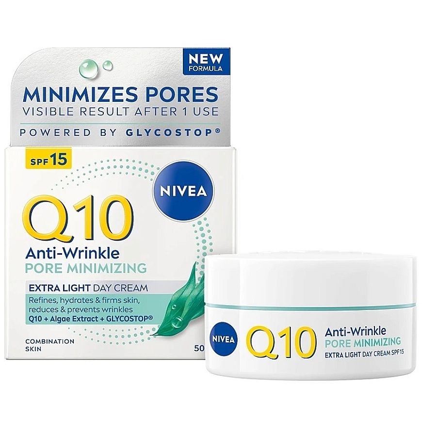 Nivea Q10 Erityisen kevyt, tasoittava päivävoide ryppyjä vastaan sekaiholle SPF 15 50 ml