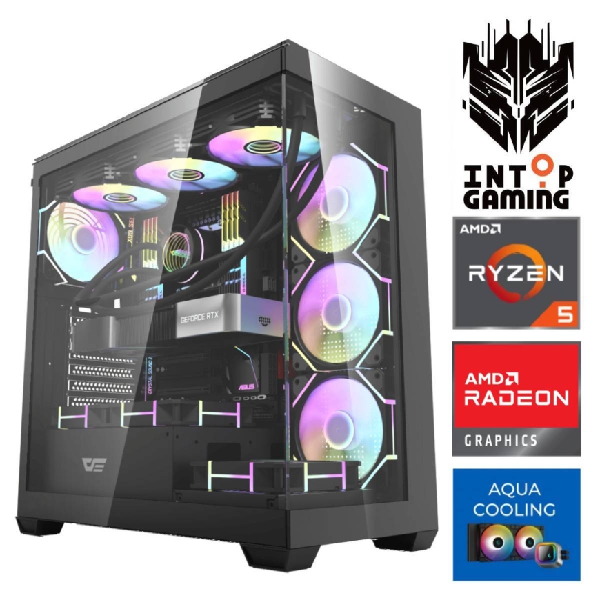 INTOP AQUA Ryzen 5 9600X 16GB DDR5 1TB SSD M.2 NVME+2TB RX9060XT 16GB ei-OS