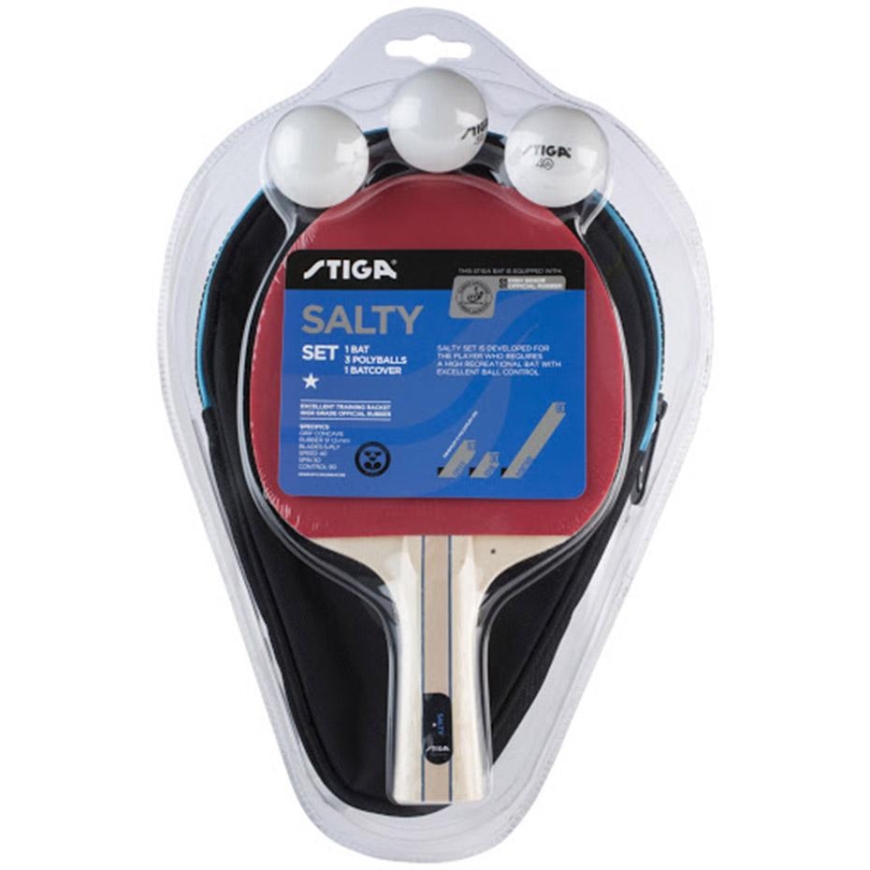 Stiga Salty Ping Pong Racket 1 Racket, 3 Balls, Cover