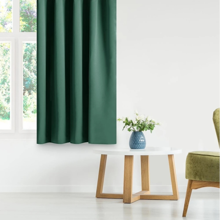 Aksominė užuolaida su kilpomis AmeliaHome 285 × 240 cm, tamsiai žalia – 3