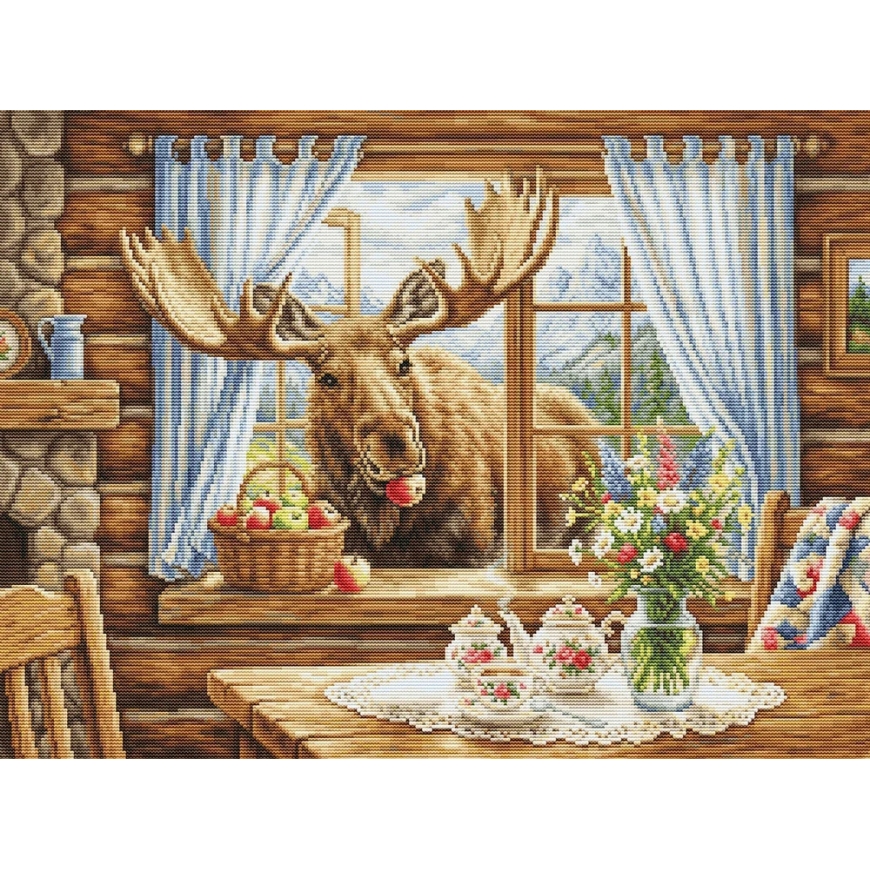 luca S ristipistotyöpakkaus "Yllättävä mökkivieras" 43x32 cm SB731