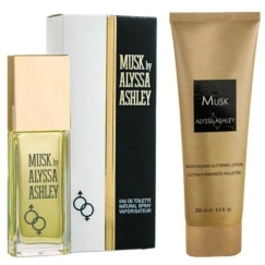 Alyssa Ashley Set: Musk Eau De Toilette Unisex, 100 ml + Musk Shimmering Body Lotion, 250 ml