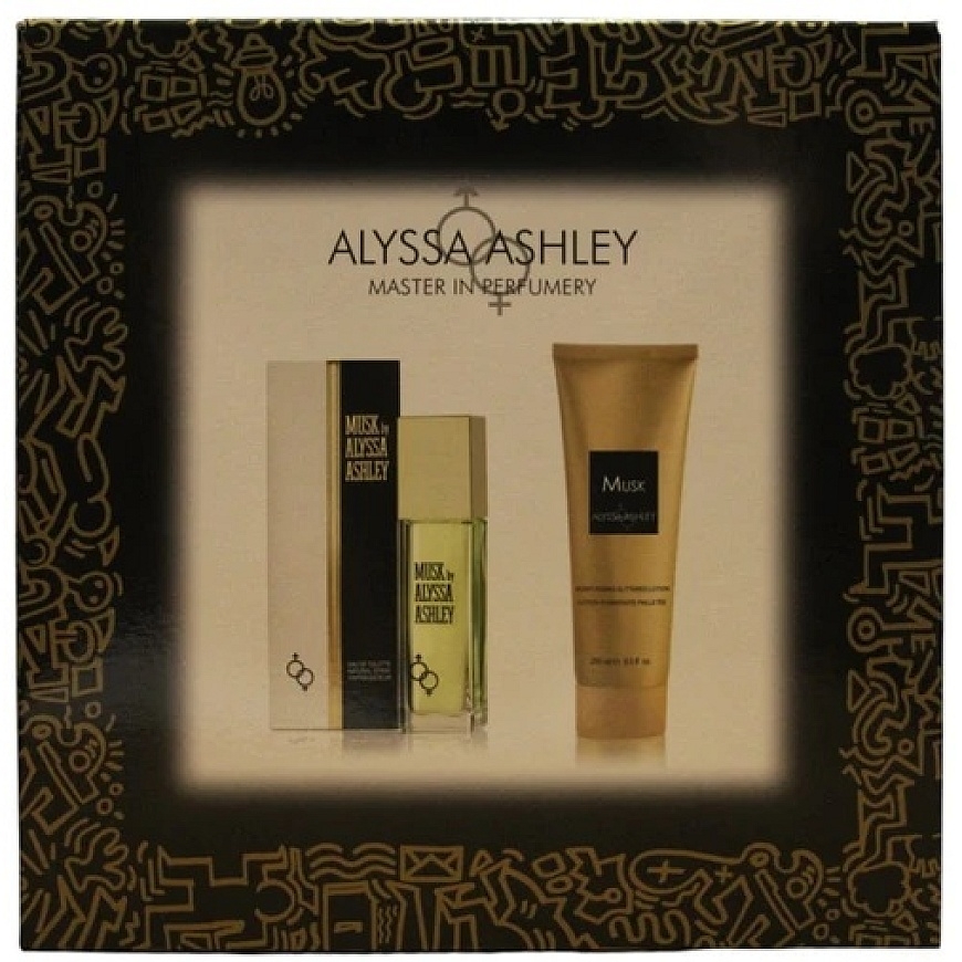 Set Alyssa Ashley: Musk Eau De Toilette Unisex, 100 ml + Musk Shimmering Losjonas kūnui, 250 ml – 2