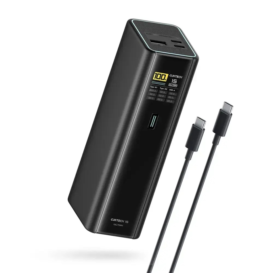 Cuktech PB200U Power Bank | 20 000 mAh | 210W | USB-C, USB-A | LED-näyttö | musta