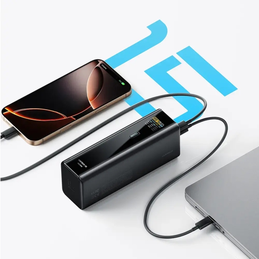 Cuktech PB200U ārējais akumulators (powerbank) | 20 000 mAh | 210W | USB-C, USB-A | LED ekrāns | melns – 2
