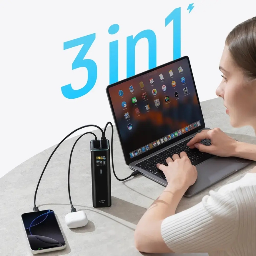 Cuktech PB200U Power Bank | 20,000 mAh | 210W | USB-C, USB-A | LED Display | black – 5
