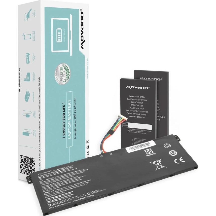 Movano Akumulators ac14b13j ac14b18j Acer Aspire ES1 V3 – 3600 mAh (41 Wh)