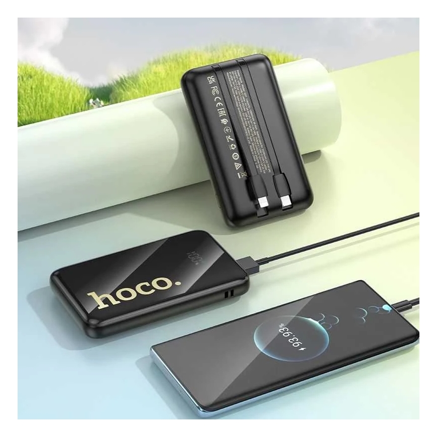 Внешний аккумулятор Hoco 10000 мАч QC PD 22.5W с интегрированными кабелями USB C + Lightning Q37 черный – 4