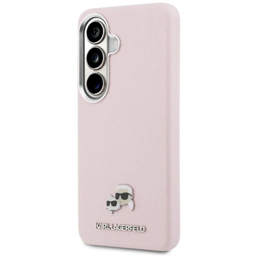 Karl Lagerfeld Grained PU Leather K&CH Heads Magnetic Case for Samsung Galaxy S26+ in Pink Color – 3
