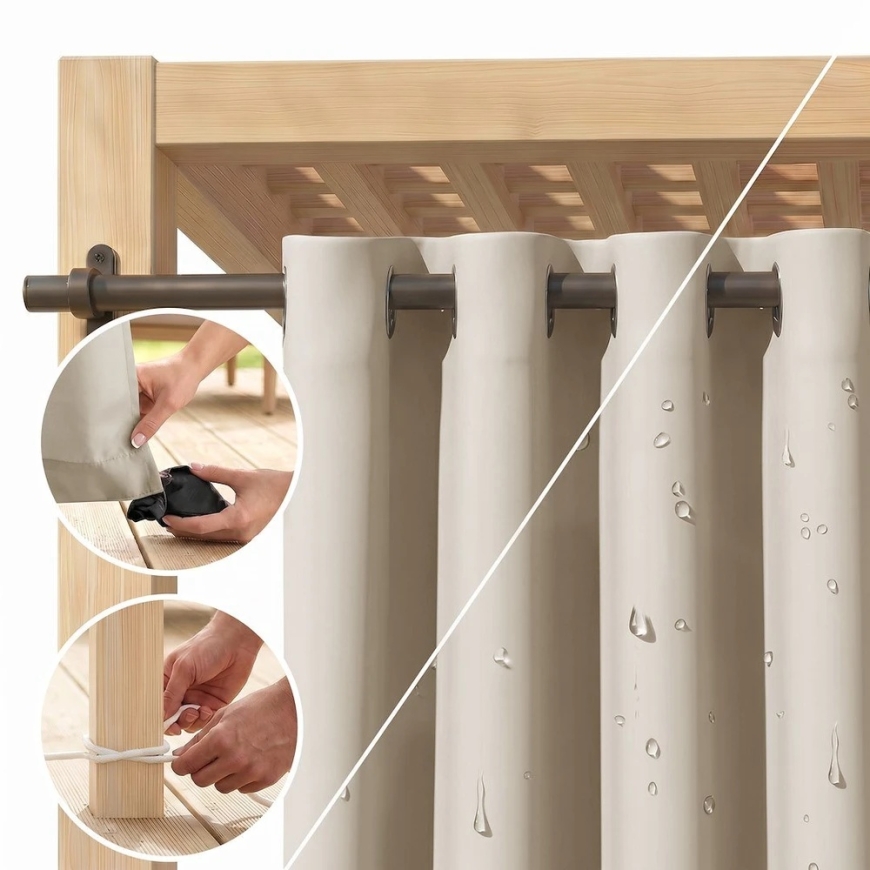 Sand-colored curtain with loops AmeliaHome 155 × 200 cm