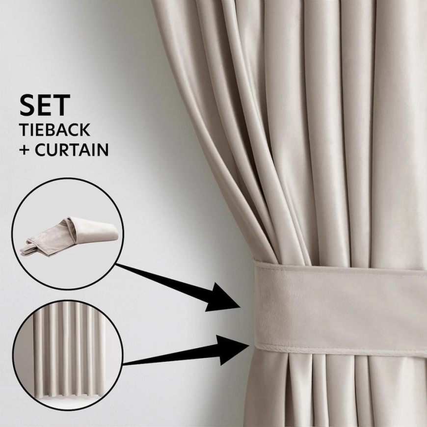 AmeliaHome Velvet Curtain with Loops 200 × 270 cm, Sand Color – 5