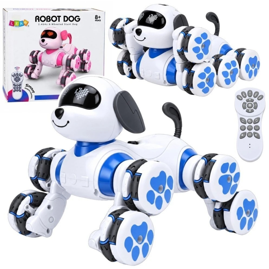 Lean Toys Радиоуправляемая Робот-Собака, 8 Коловой Привод, Белый и Синий, 18 x 18 x 18 см – 2