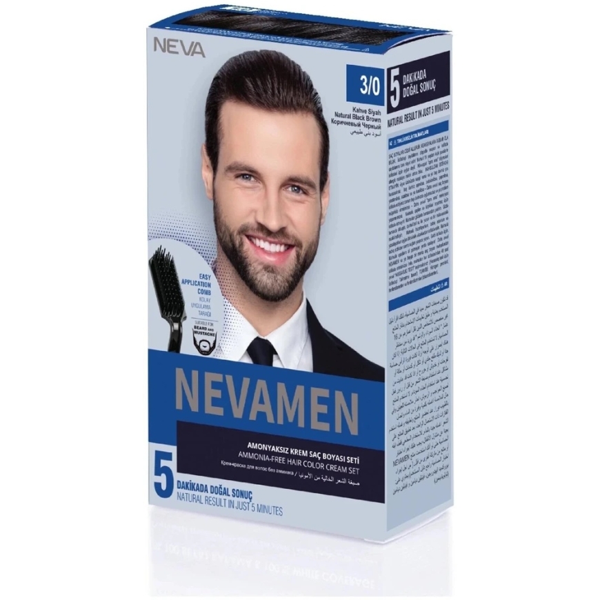 L'Oreal Neva Nevamen Permanent Hair Dye 3/0 Natural Dark Brown, 150 ml – 2
