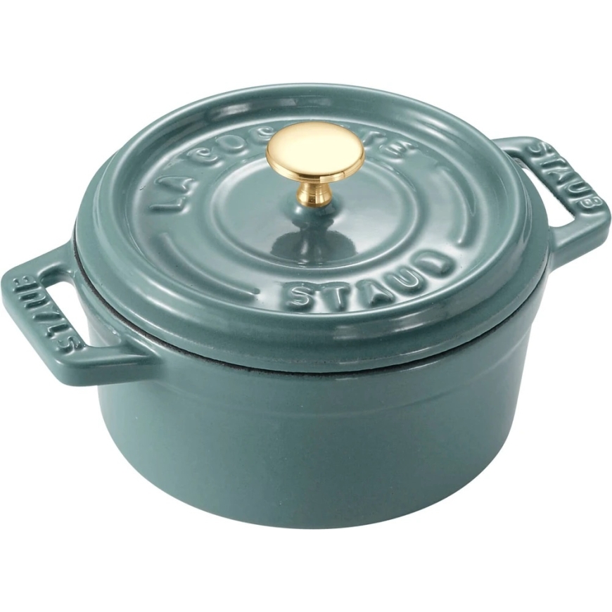ST2 STAUB MINI COCOTTE Mini čuguna katls, apaļš 250 ml, eikalipta krāsā