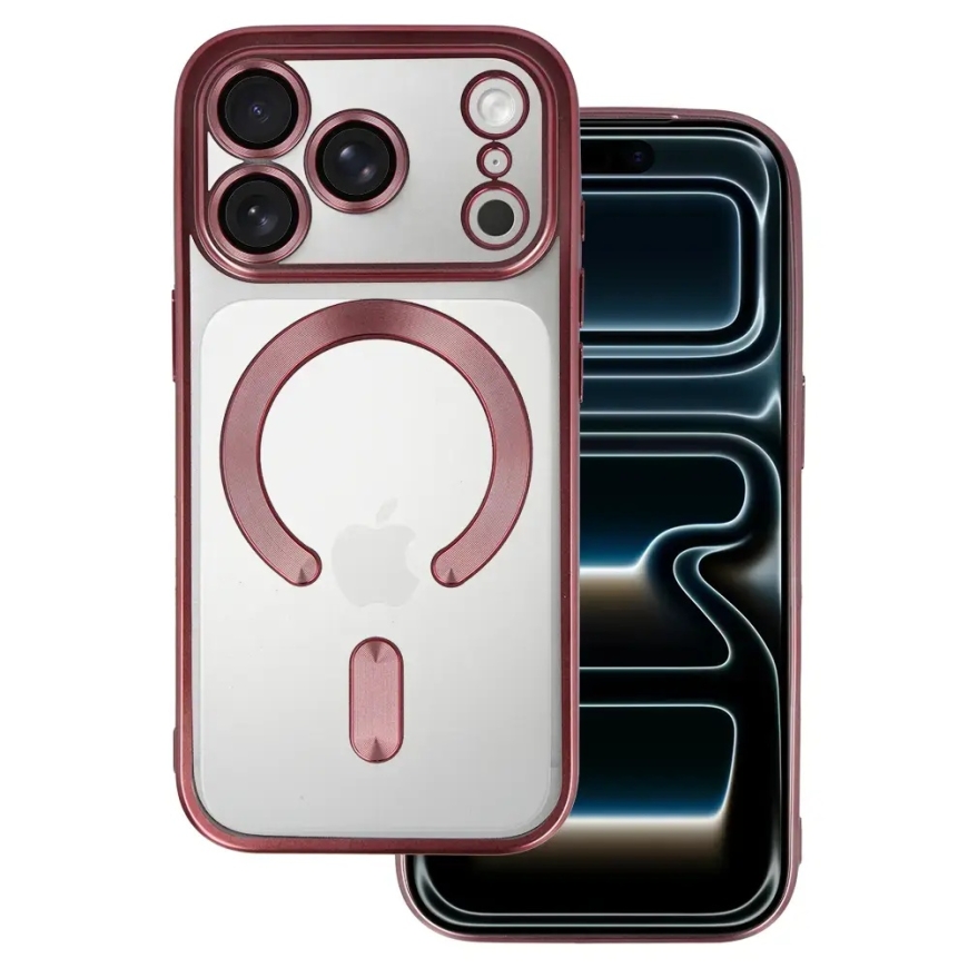 Metallinen puhelinsuoja MagSafe-tuella iPhone 17 Pro Max:lle, pinkki