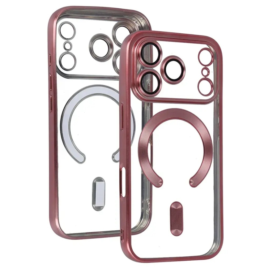 Metallinen puhelinsuoja MagSafe-tuella iPhone 17 Pro Max:lle, pinkki – 4