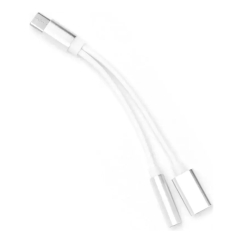 Adapter AUX 2in1 Type C (male) to Type C (female) / Jack 3,5 mm (female) white