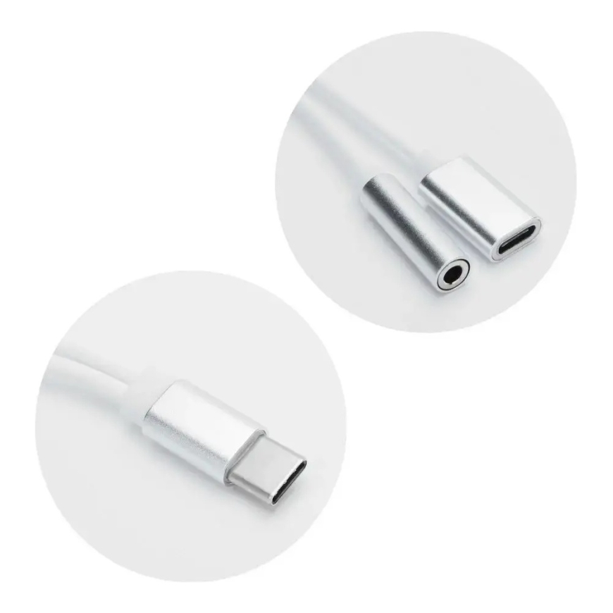 AUX 2in1 Type C (patinys) į Type C (patelė) / Jack 3,5 mm (patelė) baltas – 2